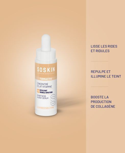 Soskin Brightness Energy Serum - антивікова сироватка для сяйва шкіри обличчя з пептидом