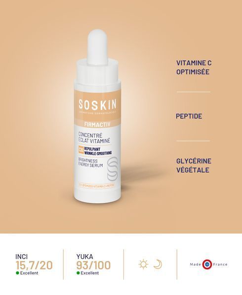 Soskin Brightness Energy Serum - антивікова сироватка для сяйва шкіри обличчя з пептидом