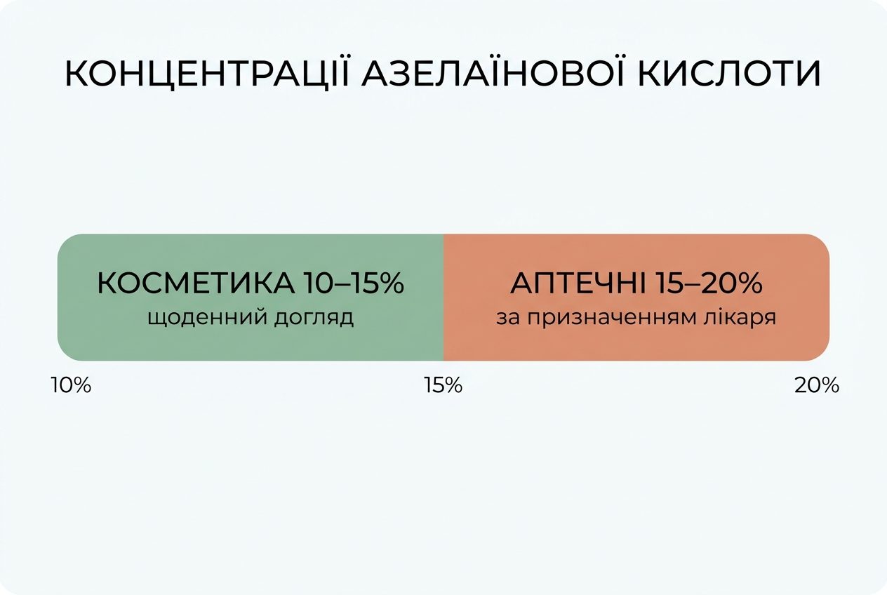 Шкала концентраций азелаиновой кислоты от 10 до 20 процентов