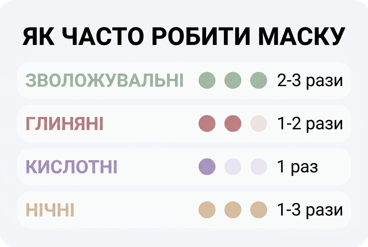 Інфографіка частота використання масок для обличчя на тиждень за типами