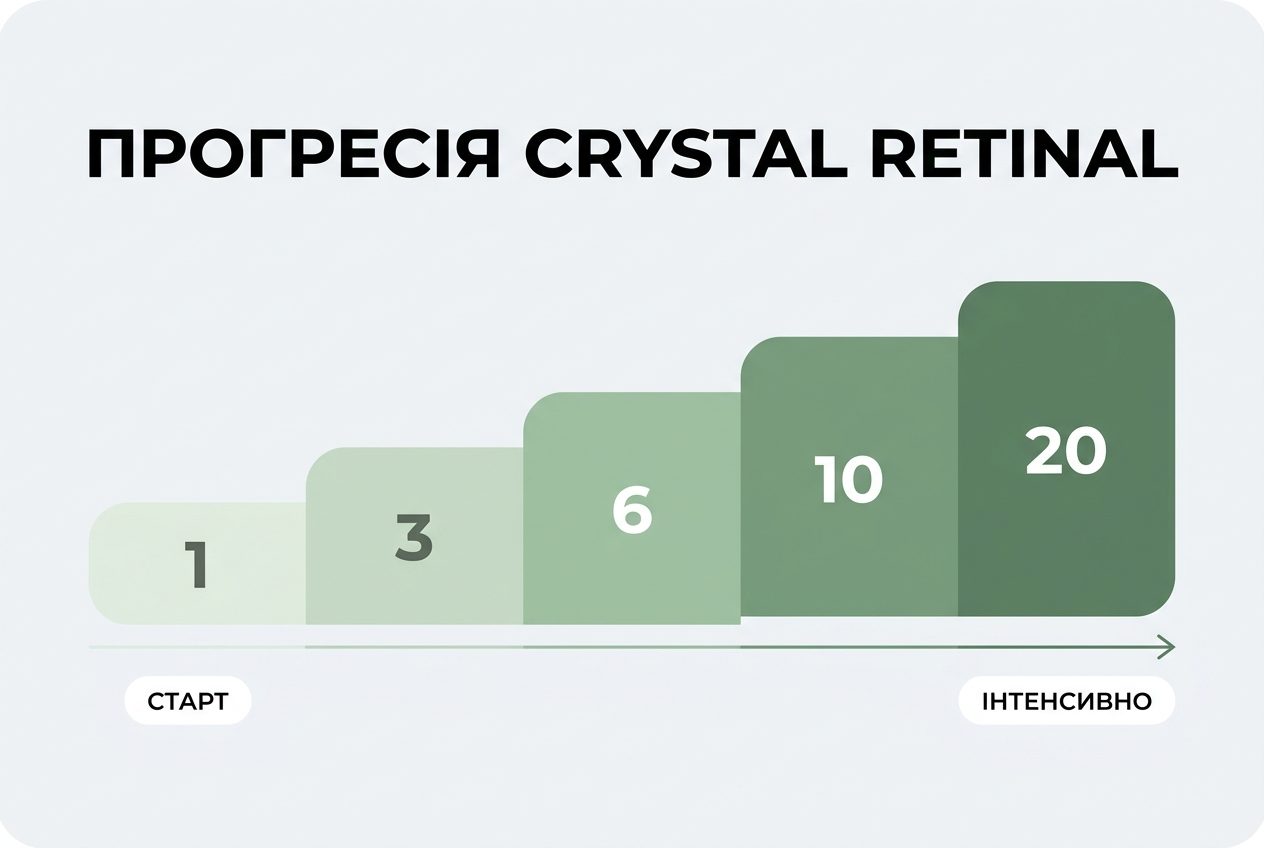 Інфографіка прогресія концентрацій Medik8 Crystal Retinal від 1 до 20