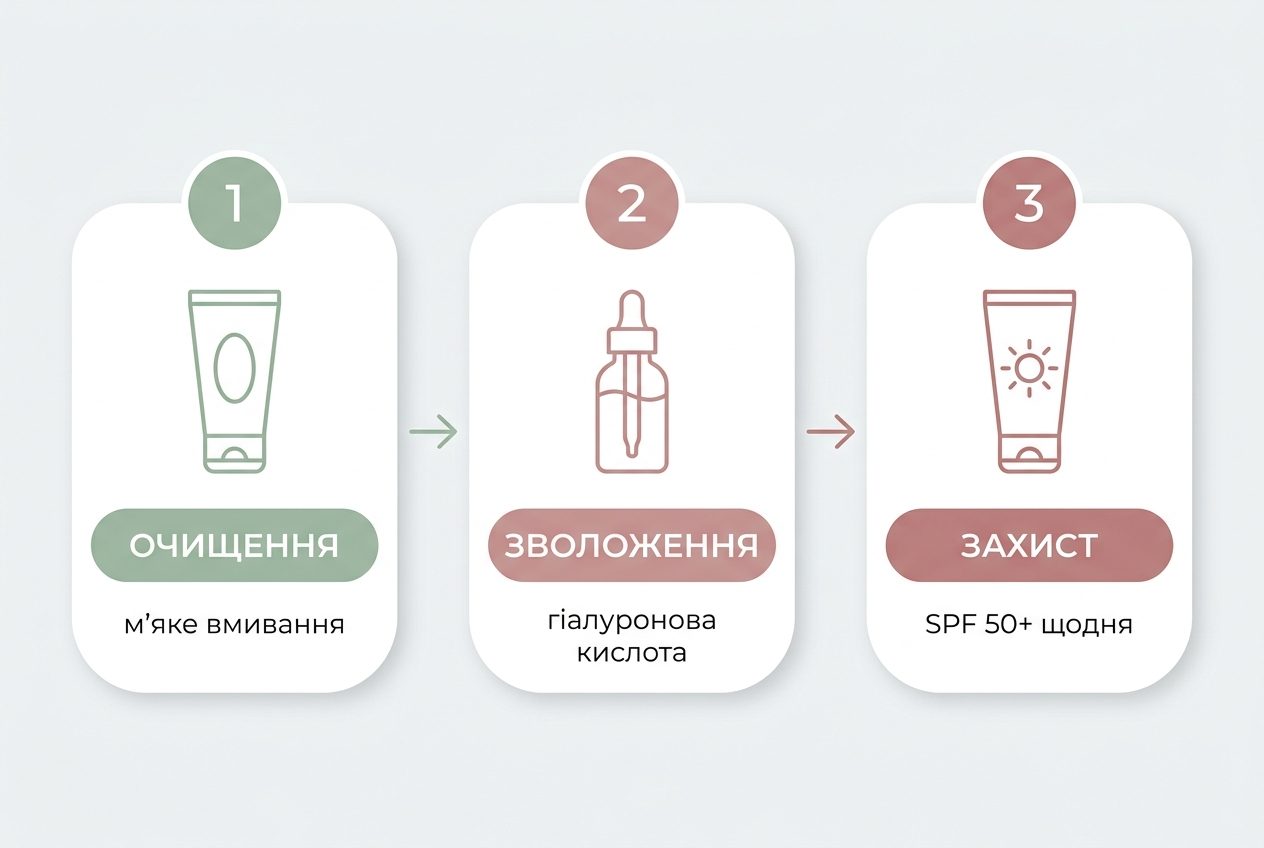 Три шага минималистичного ухода за лицом: очищение, увлажнение, защита от солнца