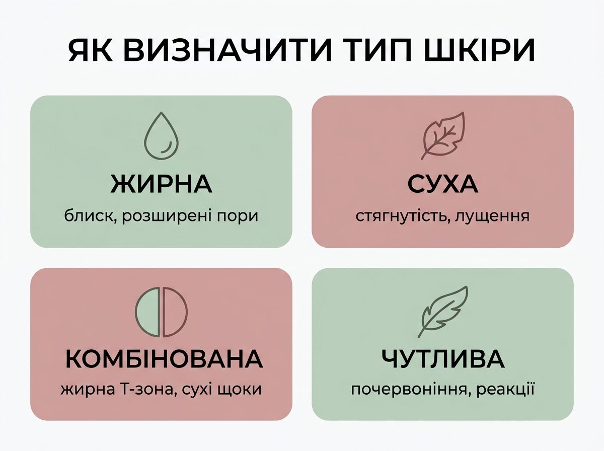 Инфографика как определить тип кожи: жирная, сухая, комбинированная и чувствительная