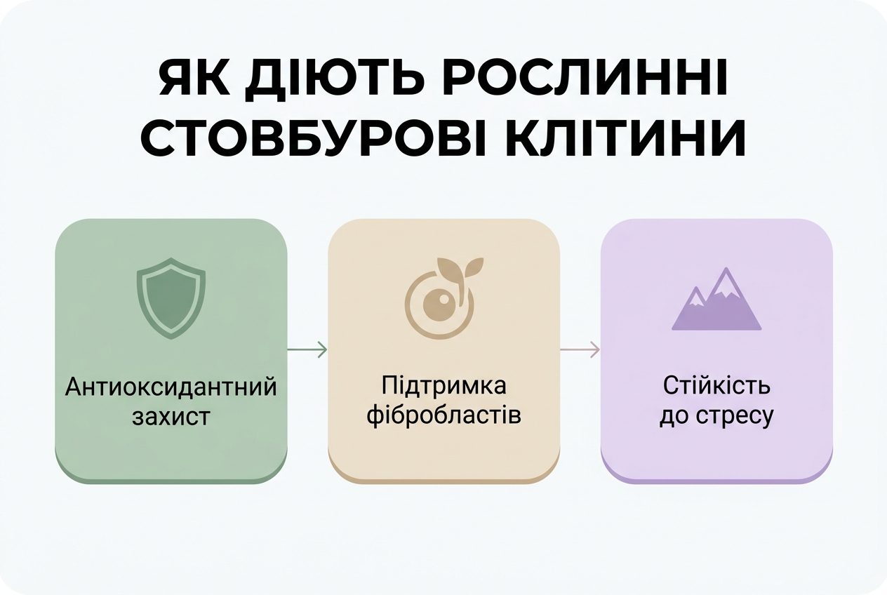 Механізм дії рослинних стовбурових клітин на шкіру — антиоксиданти, фітогормони, захист