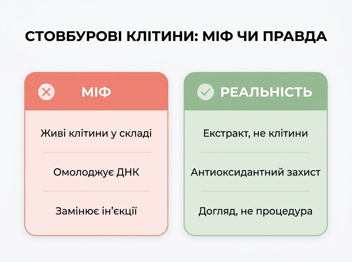 Стовбурові клітини в косметиці — міф проти реальності, чотири твердження