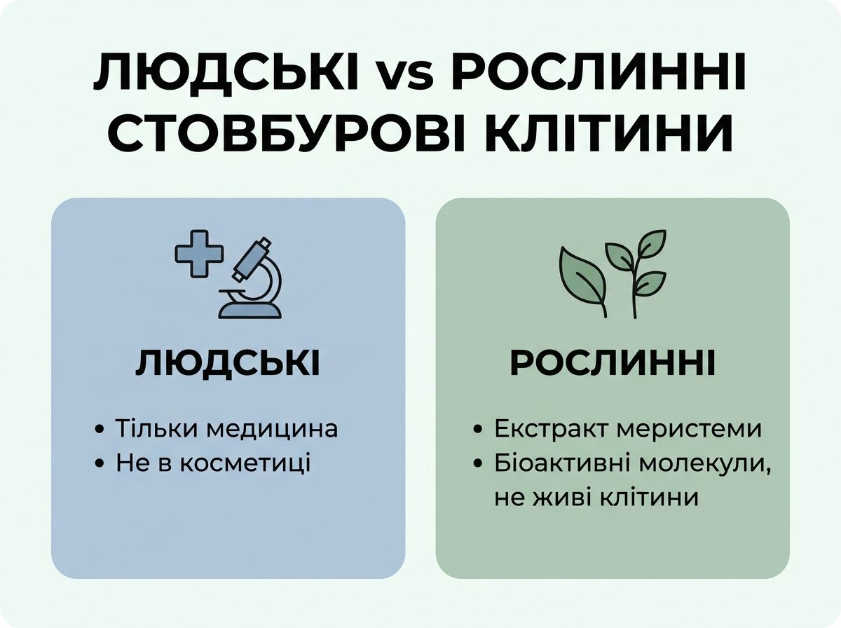 Порівняння людських і рослинних стовбурових клітин у косметиці