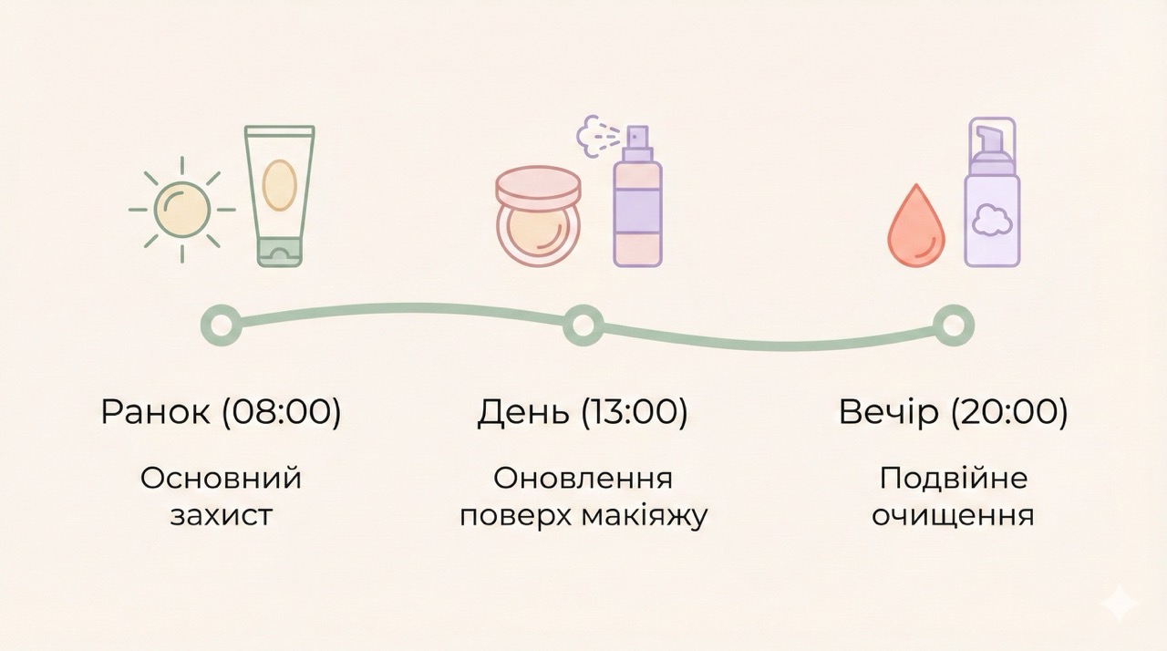 Таймлайн оновлення SPF протягом дня: коли і як правильно
