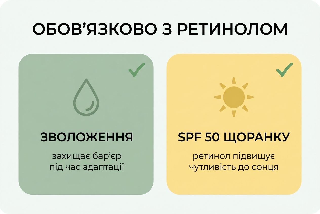 Чек-лист что обязательно использовать вместе с ретинолом: увлажнение и SPF